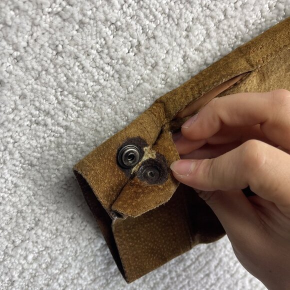 VTG Paris Sport Club Leather Jacket Brown Snake Skin Flight Bomber Padded M Read - Picture 12 of 16